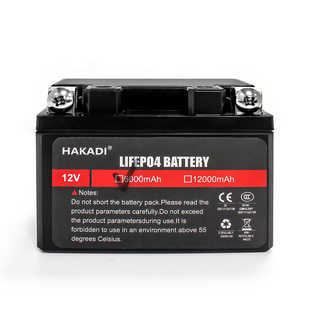 Lifepo4 Motorcycle 12V 6Ah Rechargeable Battery Pack For 50-100cc Motorcycle Starter Long Cycle Life