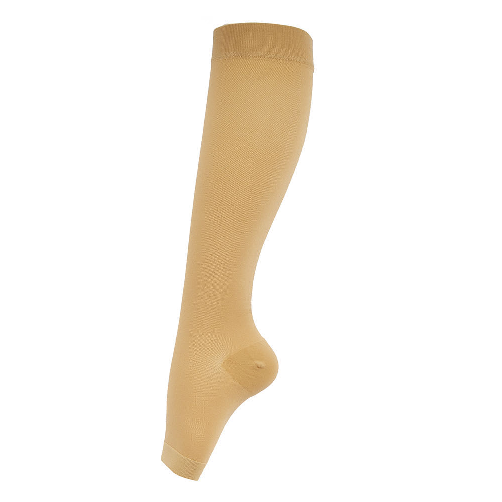 23-32mmHg Knee high compression woman socks Open Toe beige One pair