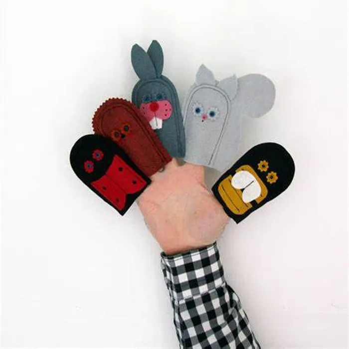 wholesale diy product felt hand finger puppets with animal shape