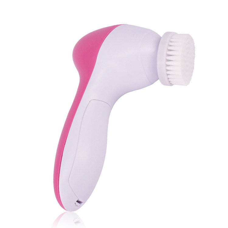 Pink color electric battery power 5 in 1 facial beauty deep cleansing brush