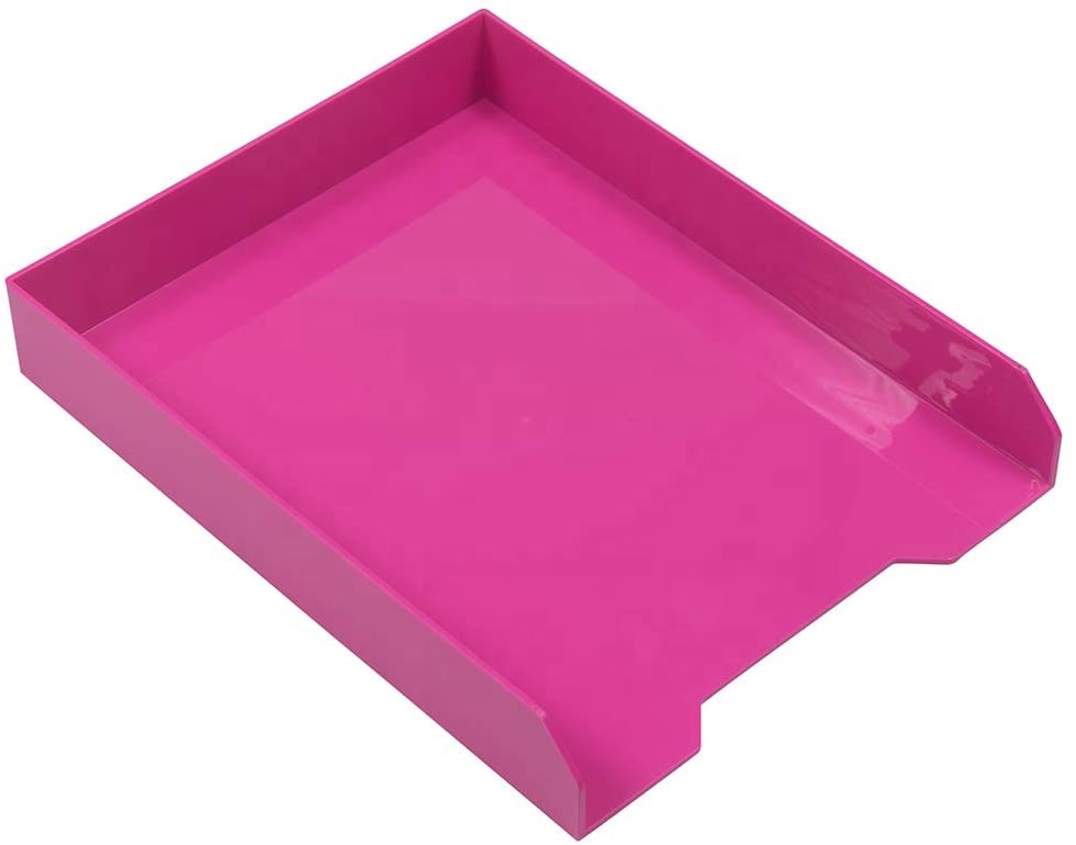 PAPER Stackable Paper Acrylic Trays Pink Desktop Document Letter File Organizer Tray Sold Individually