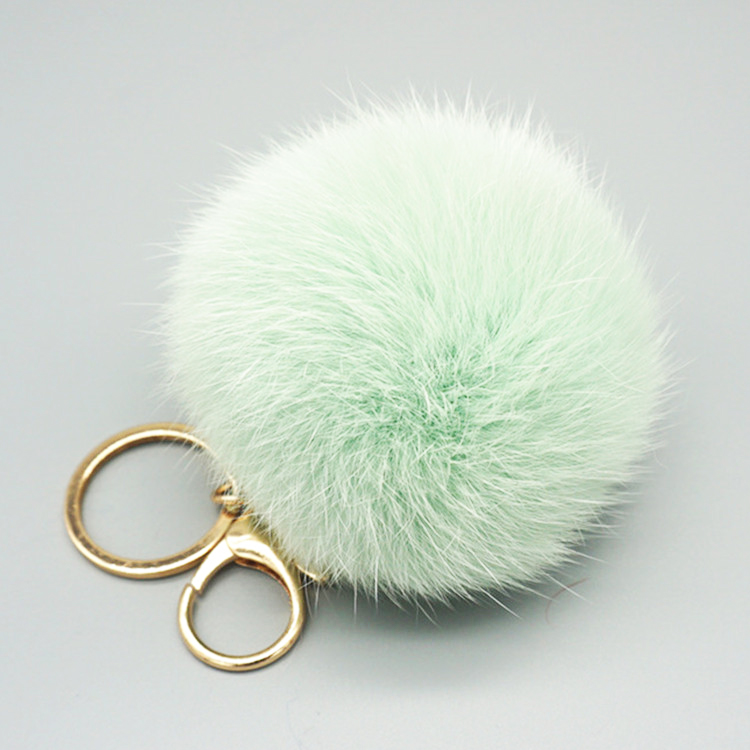 Fluffy genuine rabbit fur keychain pom pom ball as phone decoration