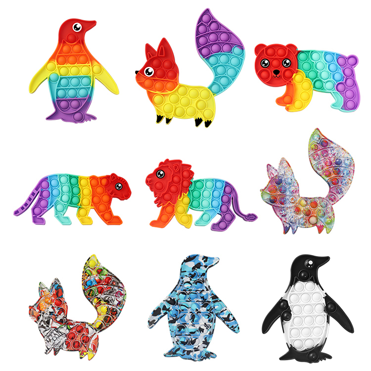Wholesale Amazon Hot Selling Silicone Game Bubble Sensory Stress Relief Popper Animals Fidget Brinquedo For Fidget Toy Push Pops