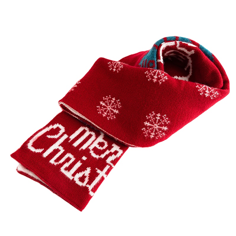 Explosive style Christmas snowflake elk double-sided pattern scarf Knitted warm fashion all-match scarf