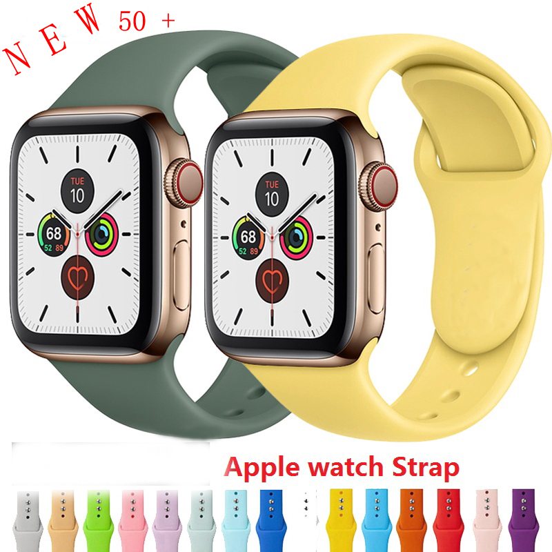 Soft Silicone Band for Apple Watch Series 6 5 SE 38MM 42MM Rubber Watchband Strap for iWatch 6/5 40MM 44MM