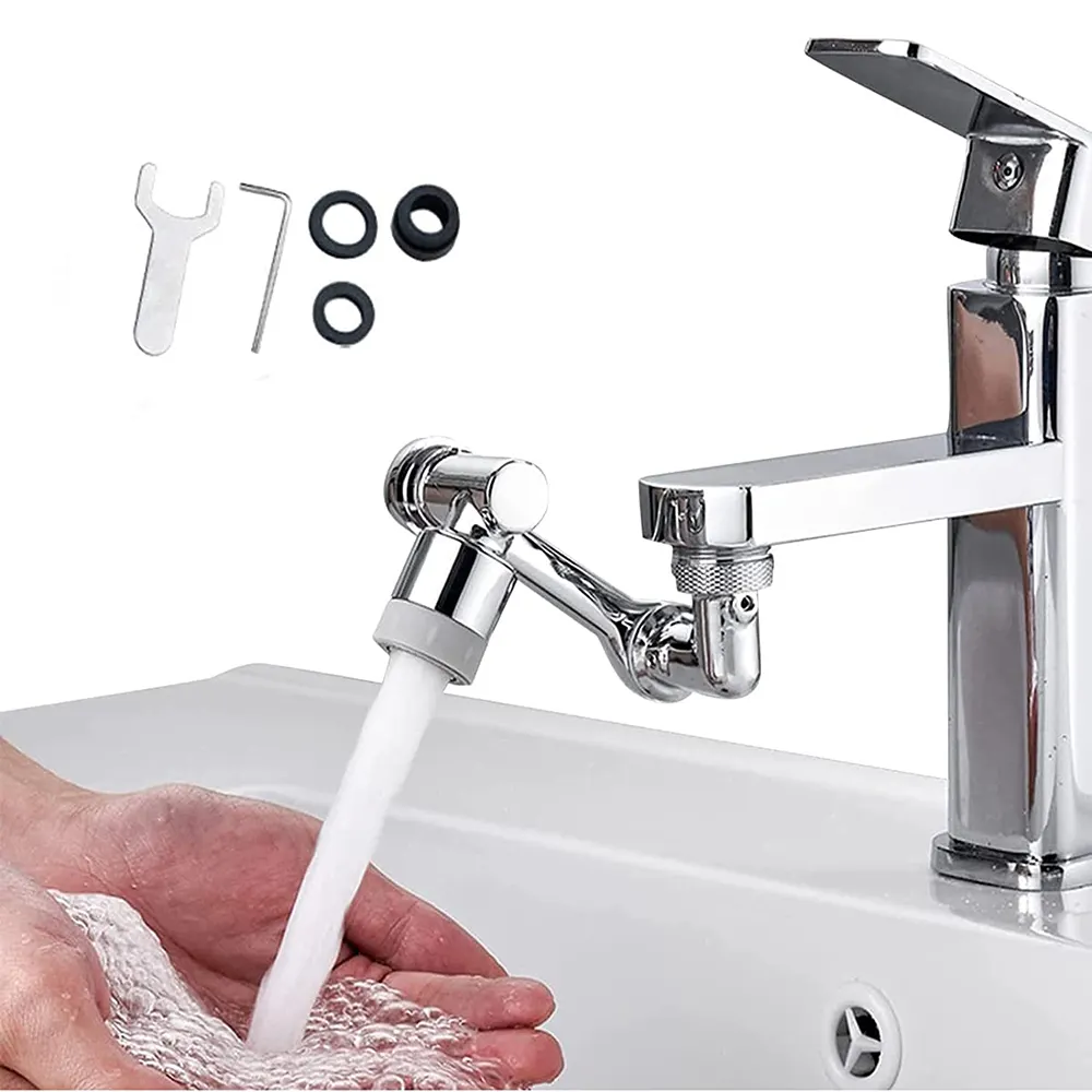 Universal 1080 Degree Rotatable Multifunction Bathroom Sink Extender Swivel Robotic Arm Swivel Extension Faucet Aerator