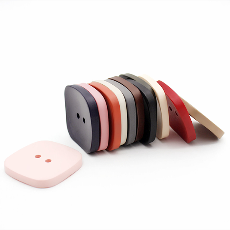 Square resin material painting color coat button spray paint two holes buttons for Cashmere coat