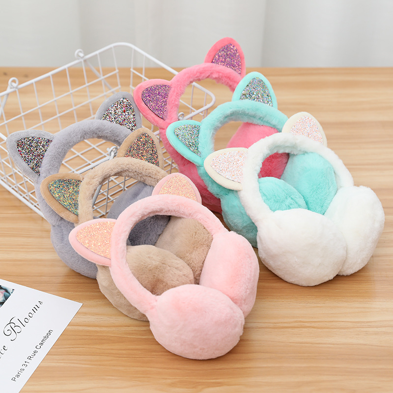 Плюшевые наушники в виде животных Kawaii зимняя Флисовая Повязка на голову из искусственного кота наушники мягкие пушистые наушники