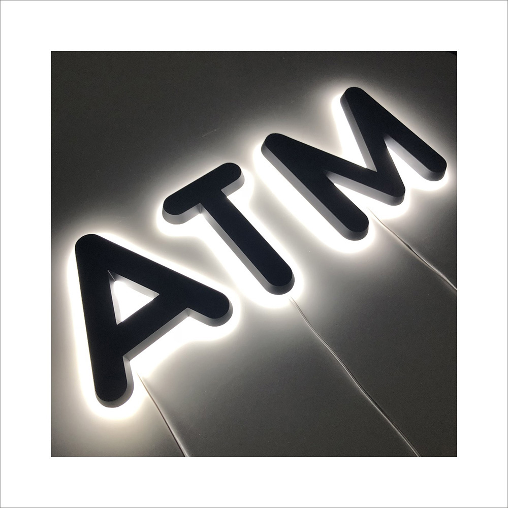 Custom 3D Brushed Stainless Steel LED LOGO Sign Backlit Letter Advertising Outdoor Sign LED Lighting Design Letter