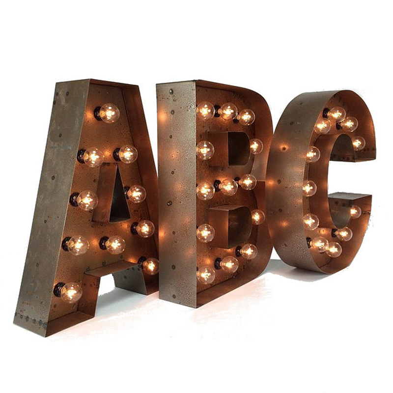 Custom Personalized Light Bulb Word Retro Luminous Advertising Sign Led Marquee Letters Sign