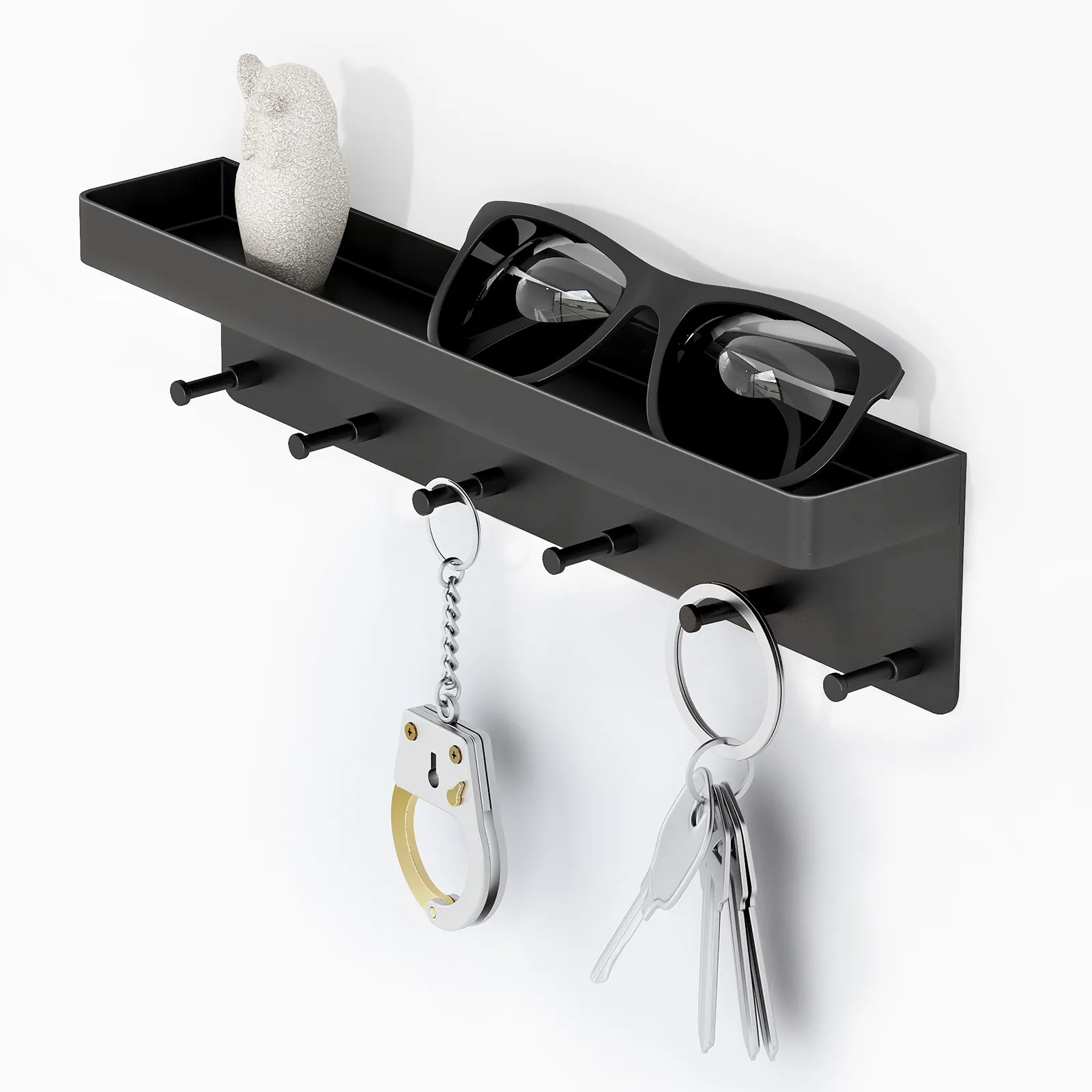 6 hooks adhesive wall mounted key mail holder