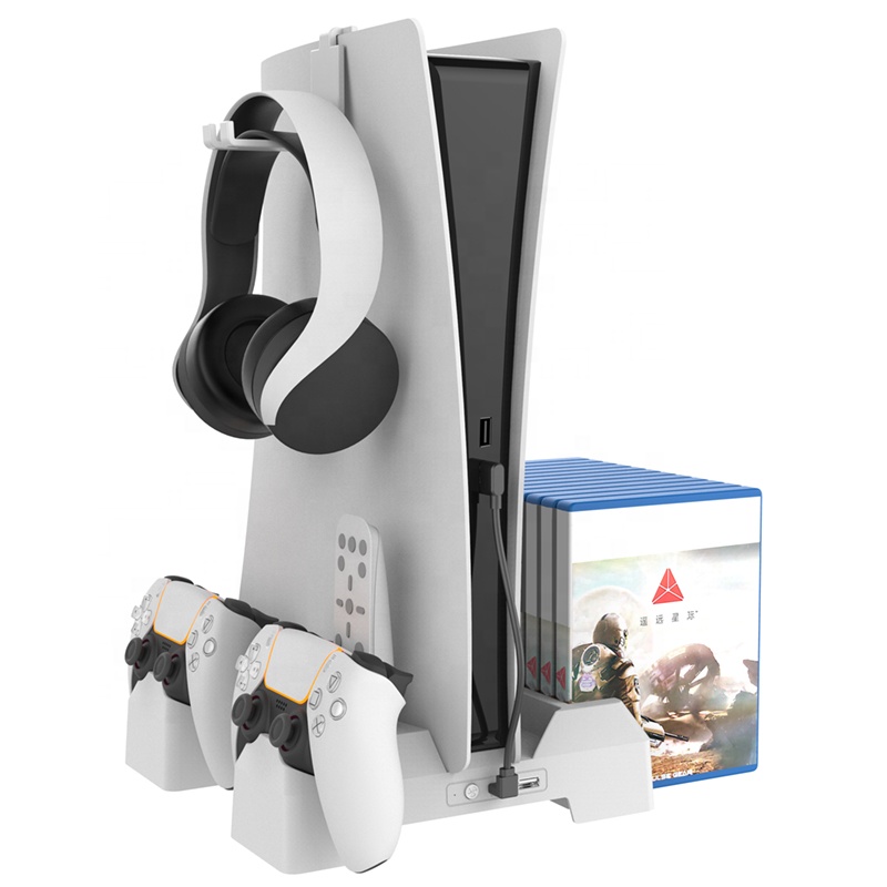 PS5 Multi-function Cooling Fan Controller Charger Station Vertical Stand for PS5/PS5 Digital Edition