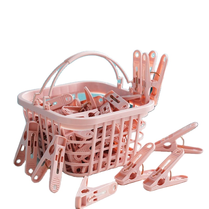30pcs Laundry Clothes Pins Clips with Basket Heavy Duty Clothespins Outdoor for Hanging Clothes Pegs