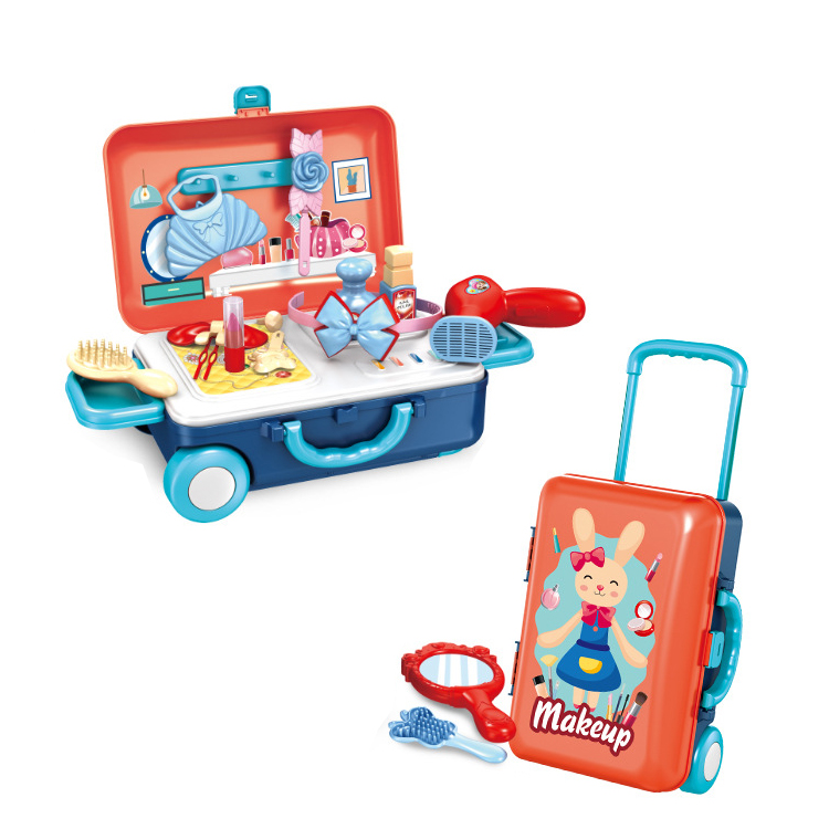 Kitchen Tableware Plastic Cooking Play Set Kitchen Accessories Toys Educational Pretend Play Game DIY Tableware Suitcase Kitchen