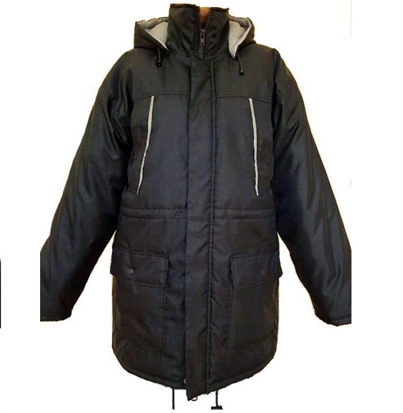 Winter outdoor Polyester reflective tape climbing padded quilted parka with detachable hood