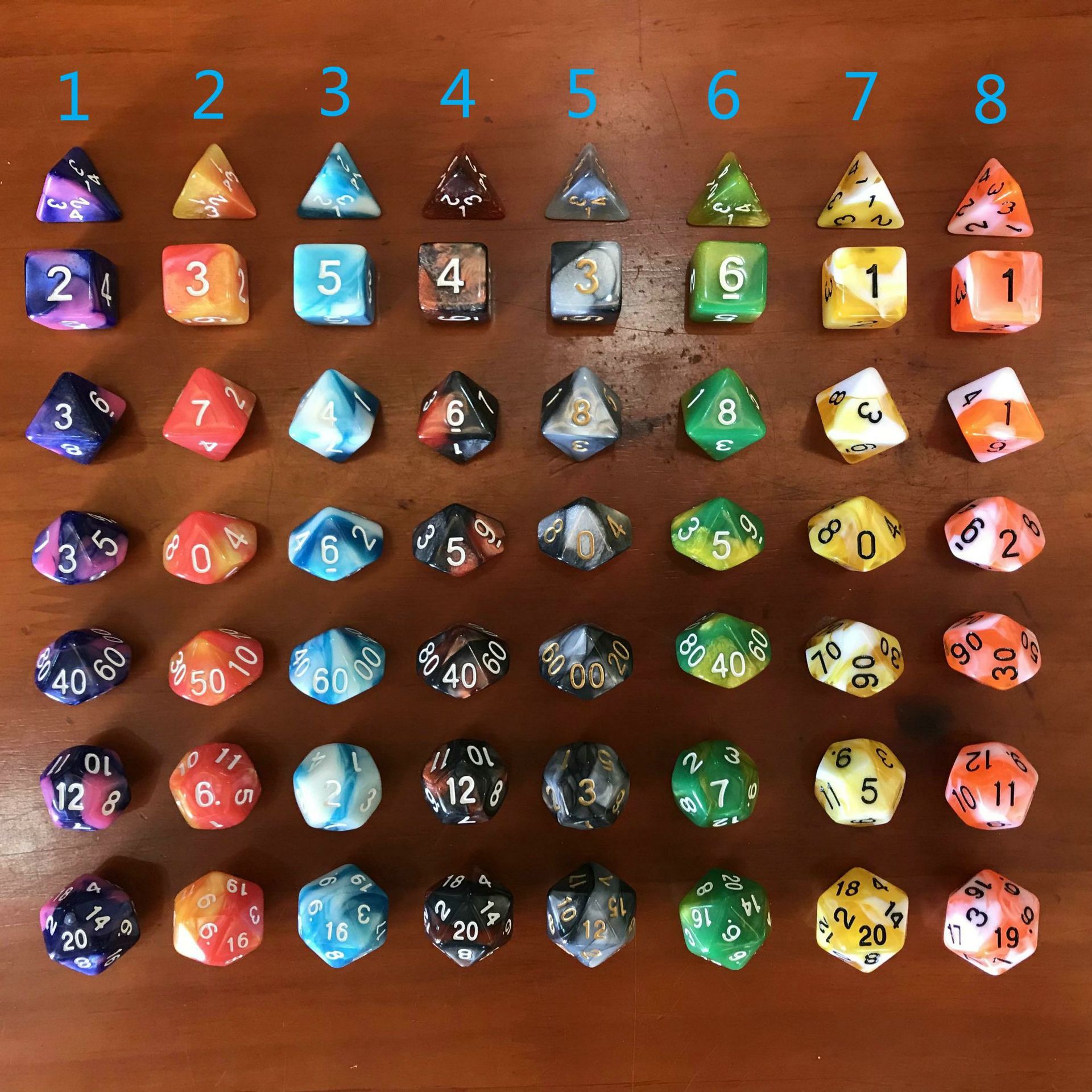 7 шт. набор костей, разноцветные многогранные кости DnD для ролевых игр DND, набор игральных костей для ролевых игр