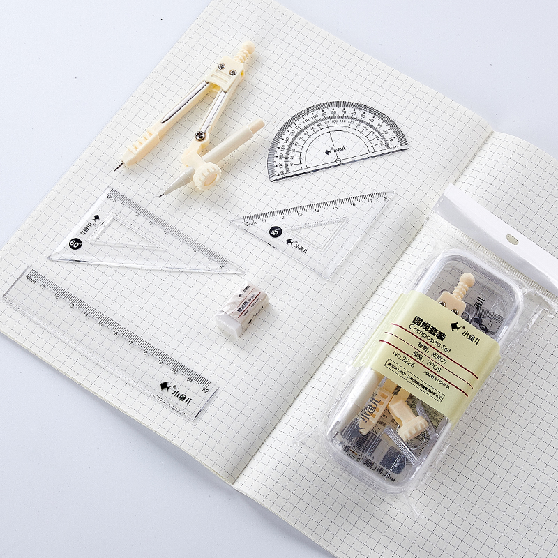 7 pieces compass set School Geometry Set Student Drawing Tools Customized Logo Portable Professional Acrylic compass