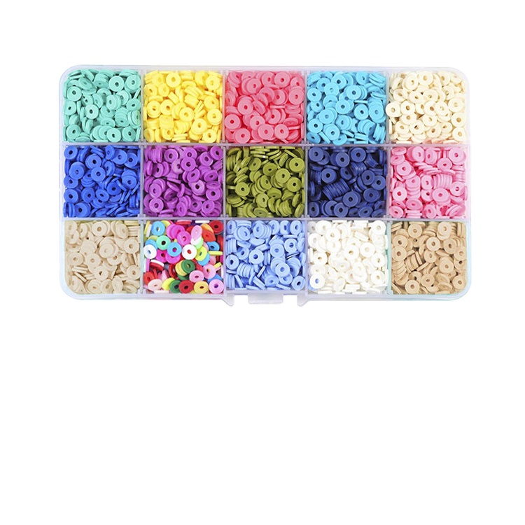 Explosive 15 grid color thin spacer box diy handmade beaded material soft clay beads set for jewelry making