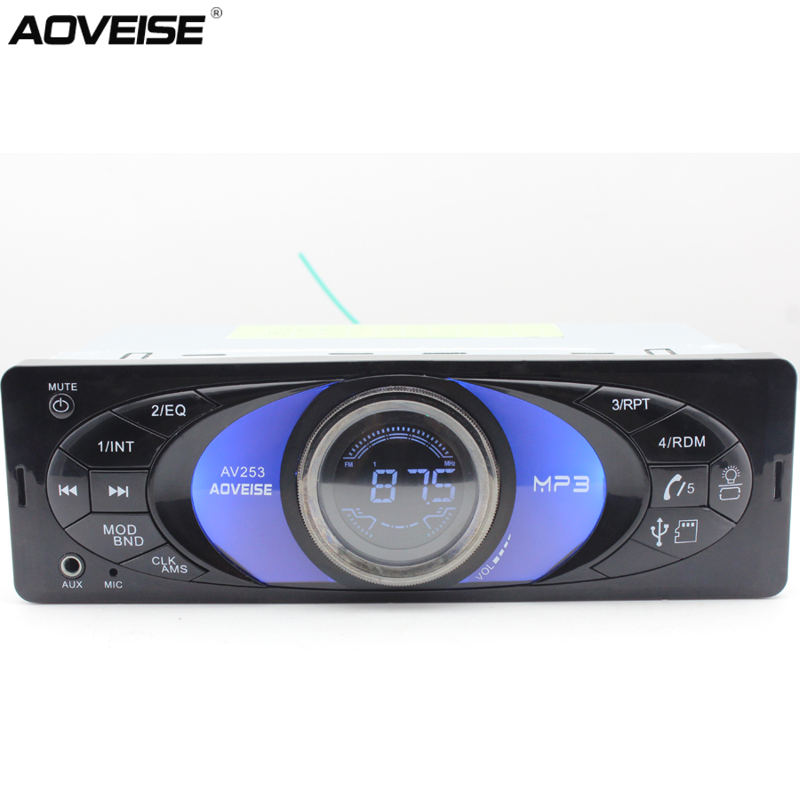 AOVEISE AV253 Профессиональный 1 din Автомобильный mp3 плеер звуковая система caraudio с FM WMA SD USB 3 красочным светом