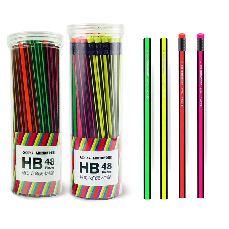 36/48pcs Cute Colour Stationery Woodfree Graphite #2 HB Pencils with or without Eraser and Eco-Friendly School Supplies 2021