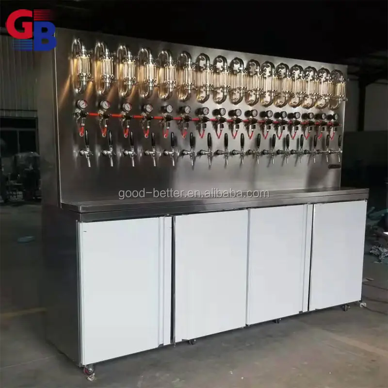 GB103070 stainless steel OEM Beer tap wall kegerator can hold 16pcs 1/6 slim keg with sight glass