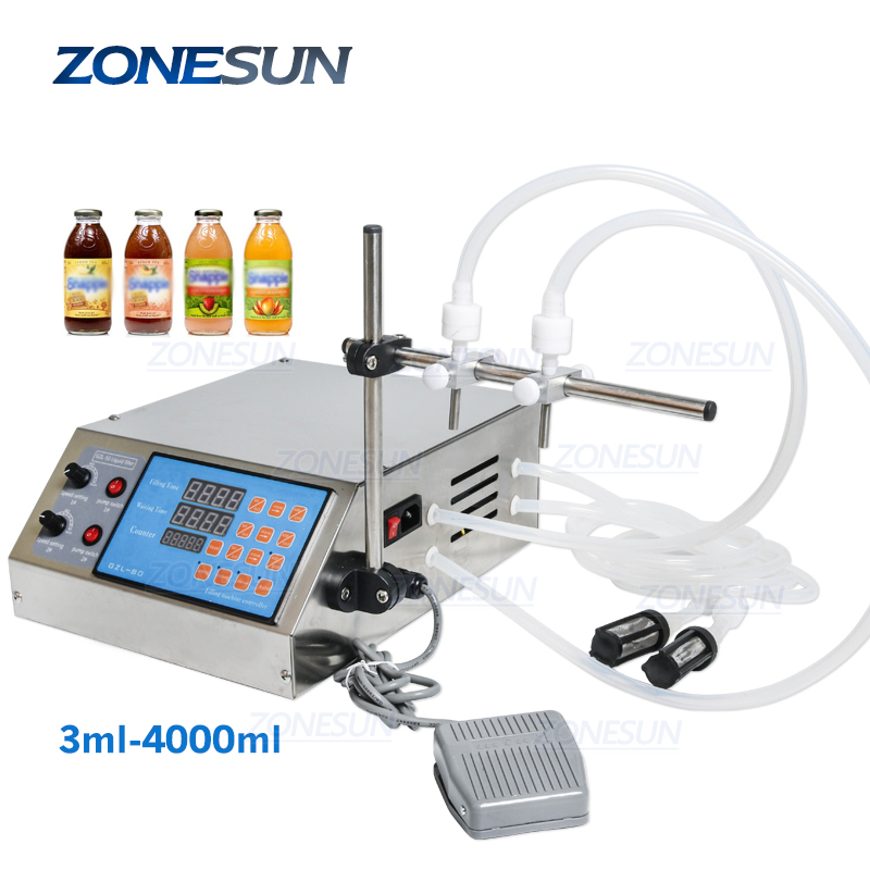 Электрический насос ZONESUN с цифровым управлением, разливочная машина для бутылок, 3-4000 мл, для духов, воды, сока, масла с 2 головками