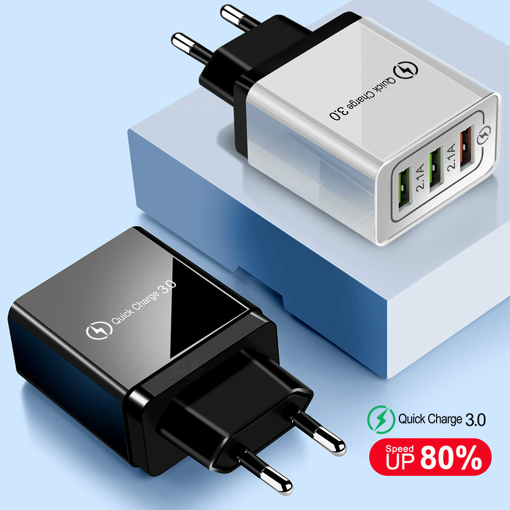 QC3.0 быстрого настенного зарядного устройства США ЕС три порта Usb порт Быстрый портативный дорожный набор интеллектуальная зарядка для мобильных телефонов Samsung