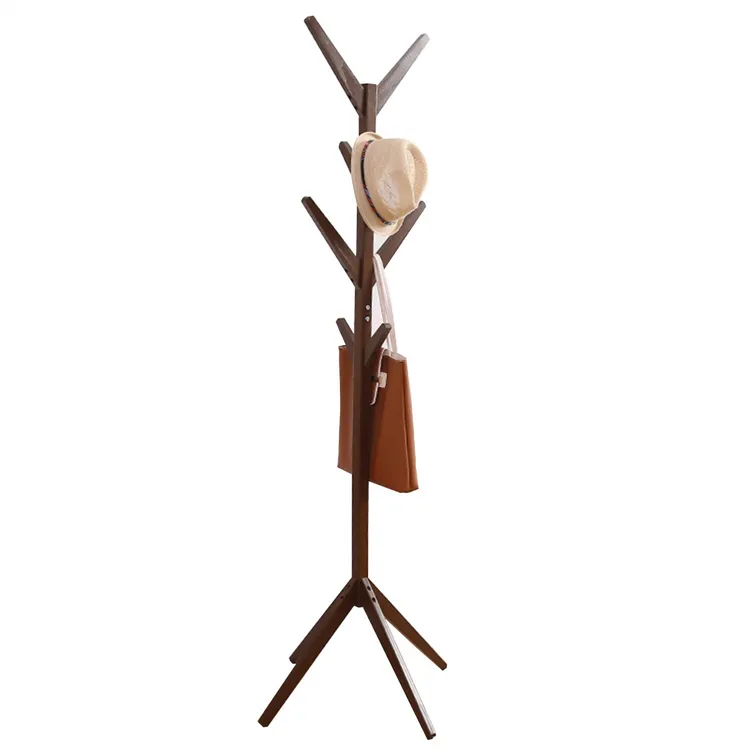 Wholesale Tree Wood Coat Rack Stand with 8 Hooks