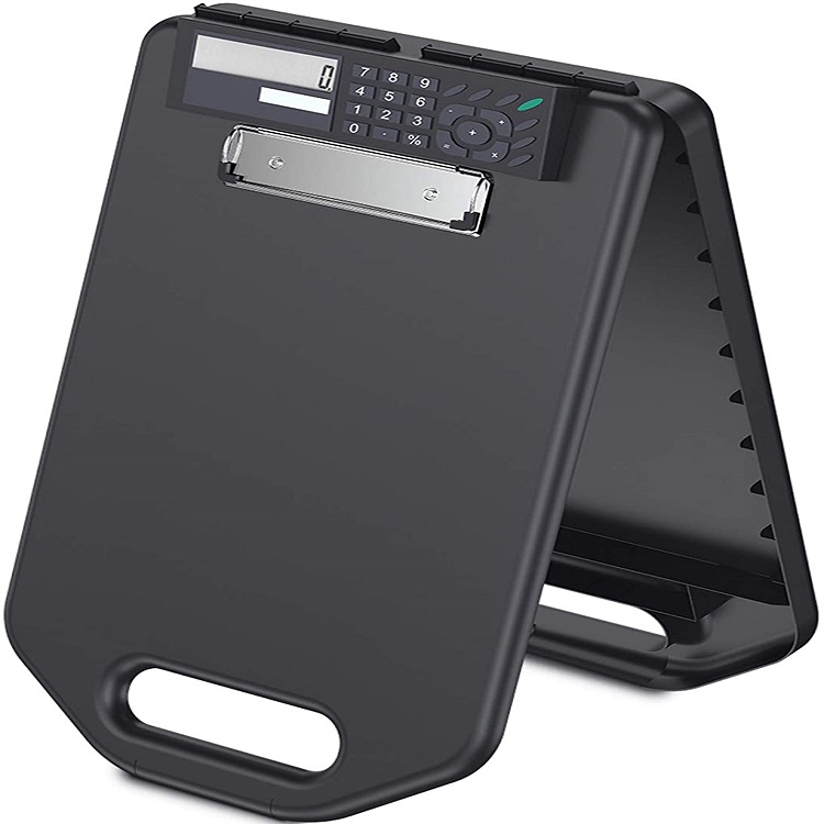 Office Classroom Supply Duty Sturdier Smooth Writing Portable Paperwork Black Plastic Storage Clipboard with Handle