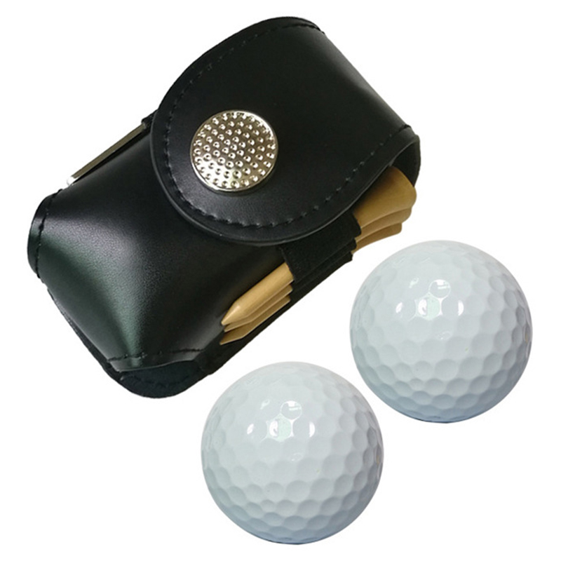 Golf Training Aid Accessories Products PU Leather Portable Mini Golf Pouch Kit for 3 Balls with Golf Tee & Divot Tool
