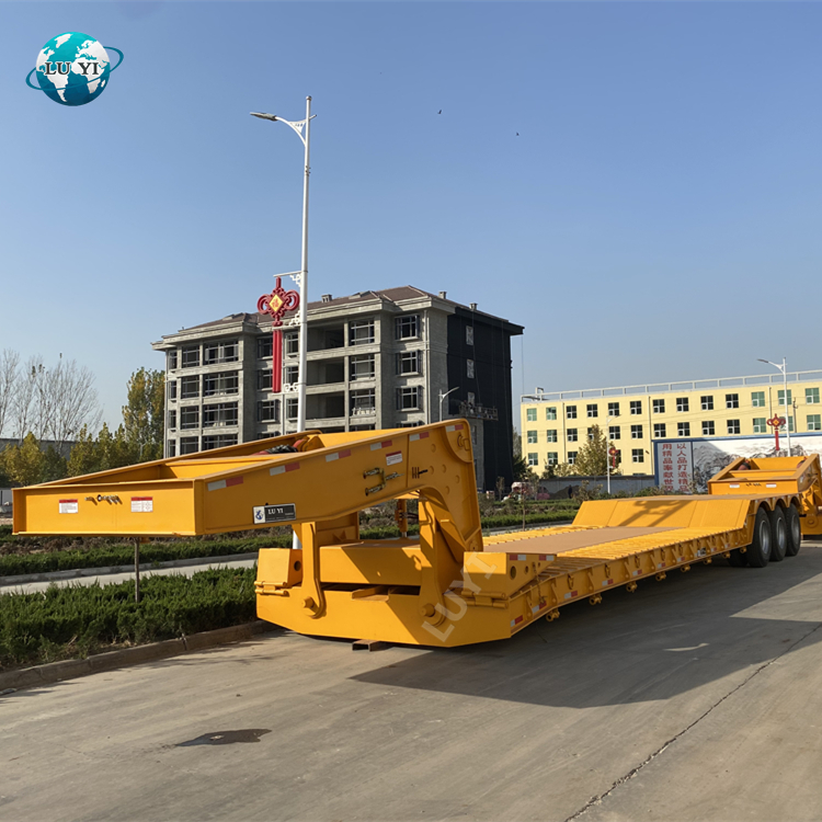 Китай, 3 оси, 4 оси, 60 100 тонн, низкорамный погрузчик Lowboy, б/у гидравлический низкорамный трейлер для продажи