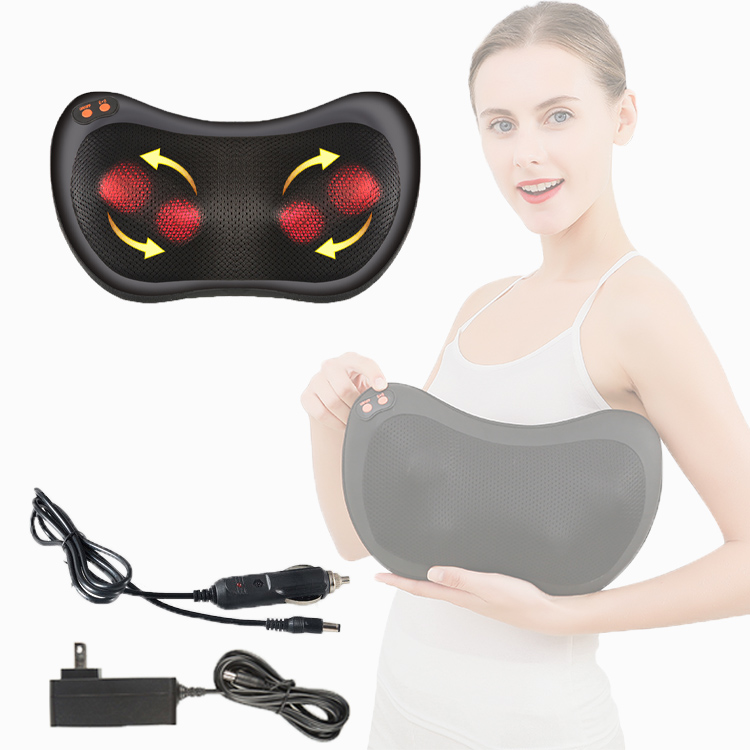 Rechargeable Back And Neck Shoulder Infrared Rolling Heat Therapy Shiatsu Deep Kneading Electric Heat Pillow Massager With Heat