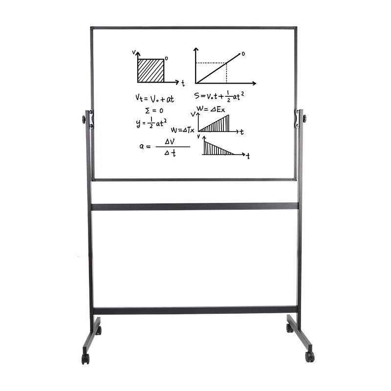 Mobile Whiteboard Standing Dry Erase Board with Lockable Wheels Adjustable Height 360 Rotating Double-Sided Magnetic Board