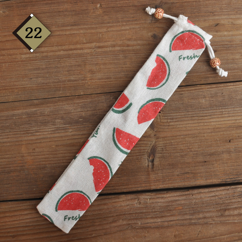 Custom Pattern Japan Style Bags Cutlery Logo Tie Jute Knife And Fork Silk Spoon Chopstick Gift Bag