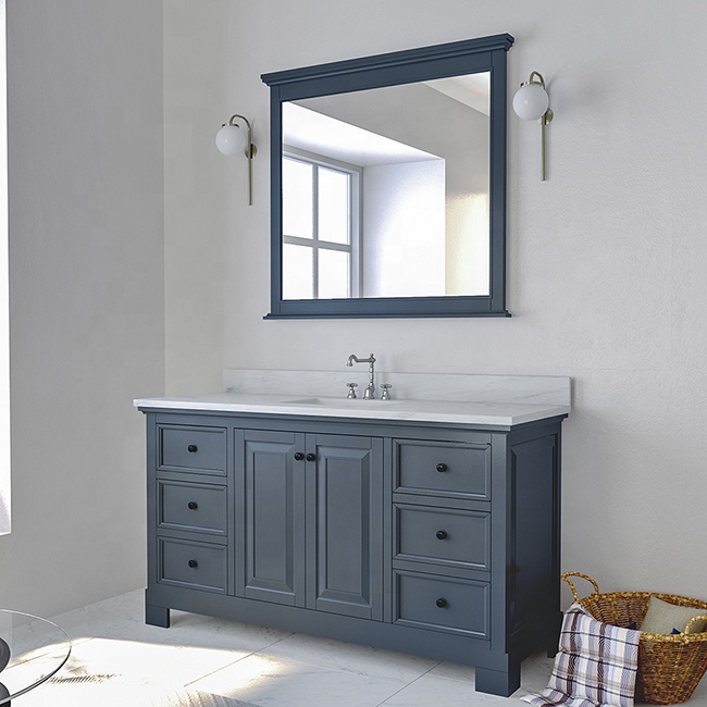 60 Inch European Luxury Bathroom Furniture Wooden Bathroom Vanity
