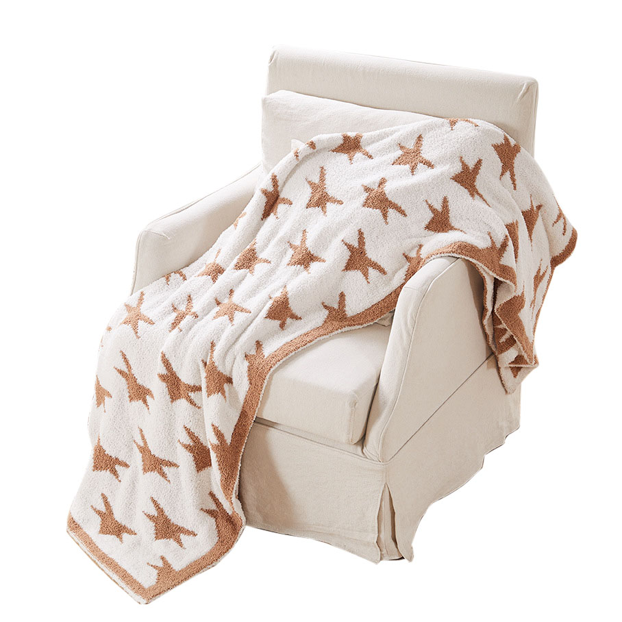 Quality Star Jacquard Throw Blanket Soft Like Coral Fleece Knitted Children Blanket Travel Customized