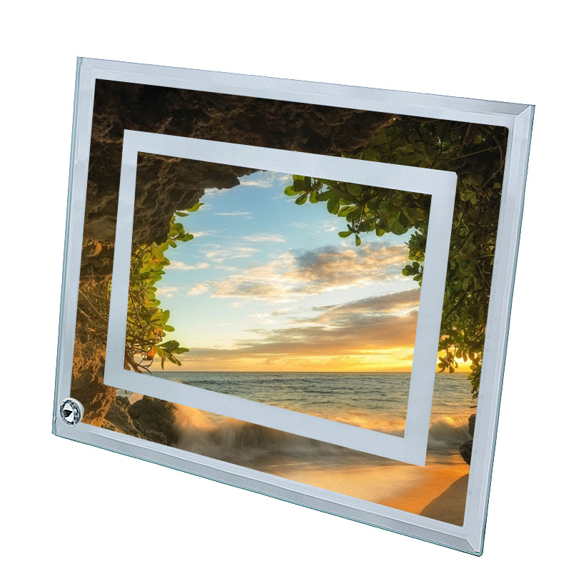 BL-04 High Quality Sublimation Glass Photo Frame Wall Clock Blank Glass Photo Frame Table Decoration