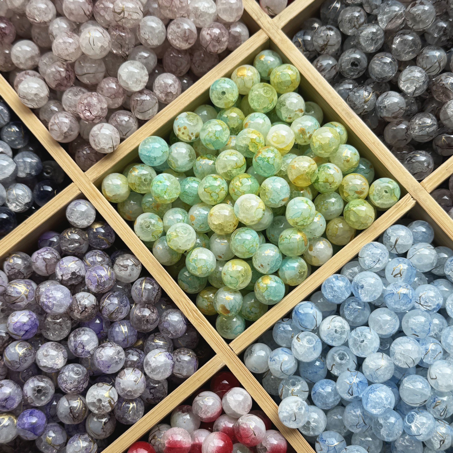 10mm Glass Loose Beads Brushed Protein Glass Beads Handmade DIY Decorative Accessories Bracelet Necklace