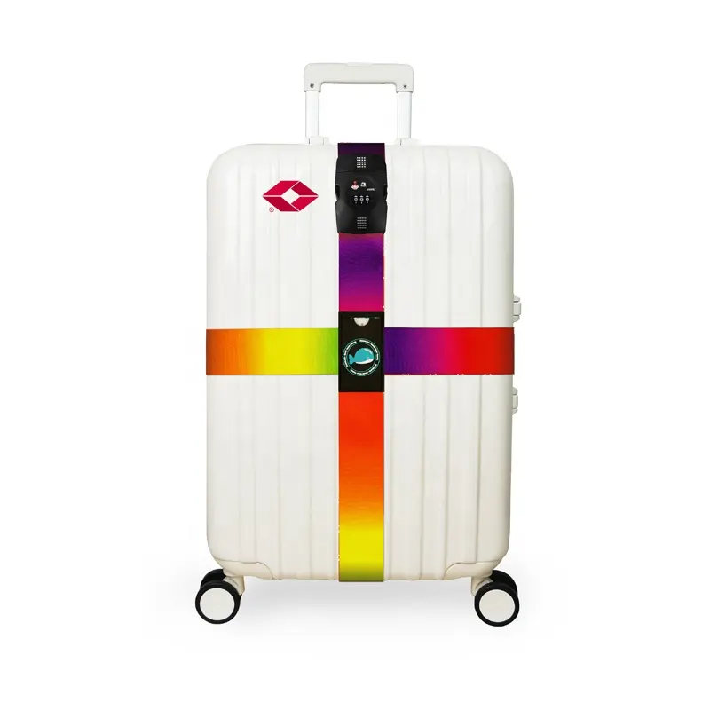 Горячая передача поперечный багажный Ремень багажный ремень упаковка Регулируемый Дорожный чемодан полиэстер 3 цифры пароль с замком TSA