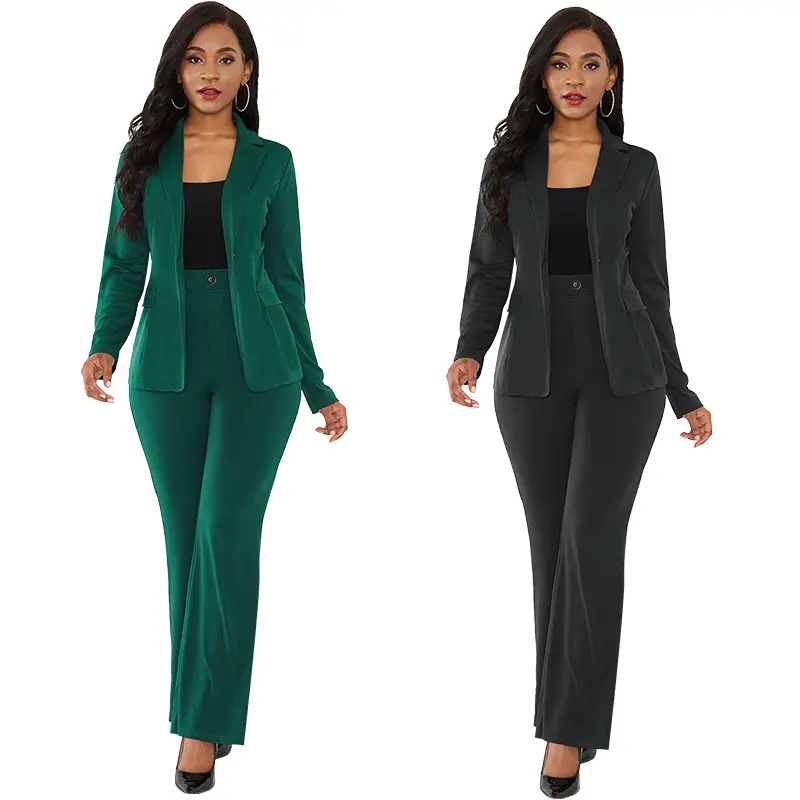 Newest Fashion Slim Fitting 2 Pieces Set Ladies Business Suit Popular Office Lady Clothes Blazer Mujer Femme Women'S Suits