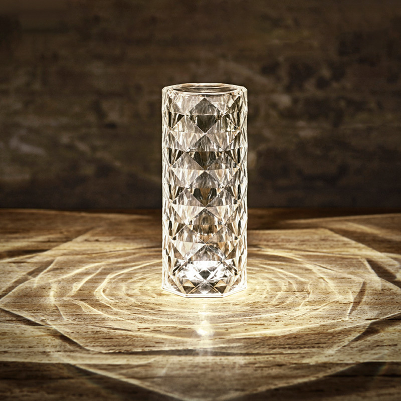 Modern Acrylic Rechargeable Restaurant Bar Bedside Decoration Table Lamp Rose Crystal Night Light