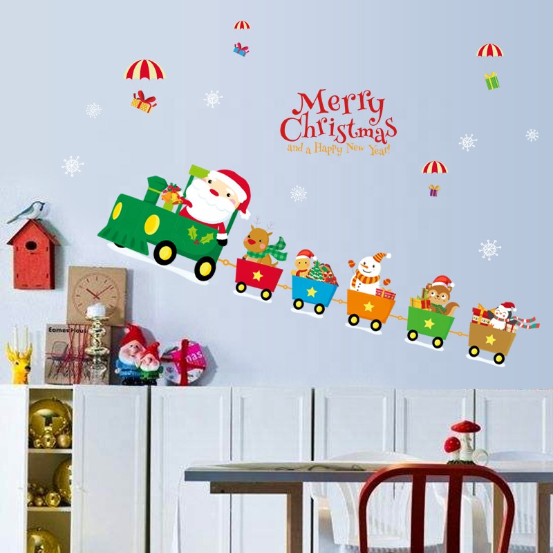 High Quality New product christmas train sticke children's room bedside shop window glass