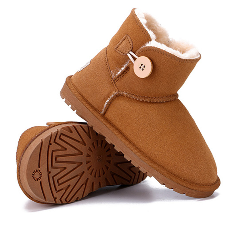 Winter New Warm Comfortable Soft Faux Fur Lining Outdoor Ankle Flat Snow Winter Kids Boots