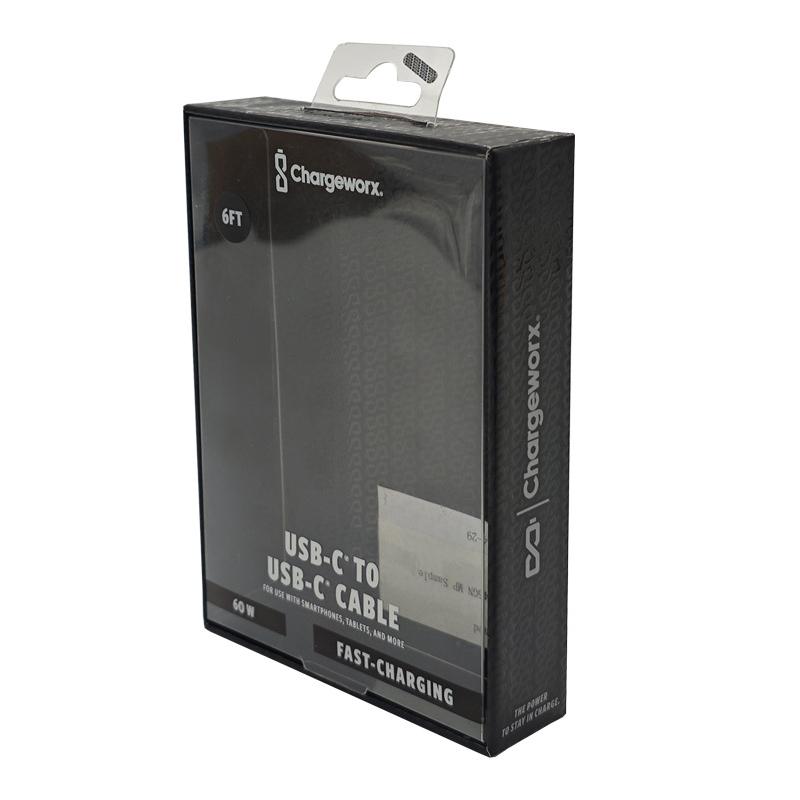 Custom earphone white cardboard hook gift box with window for 3c digital electronic products packaging