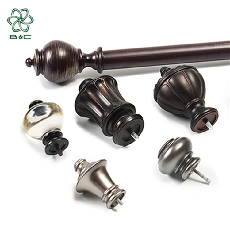 Home Decoration Curtain Pole Rod Sets Fancy Shower Living Room Curtain Accessory Cute Resin Finial Curtain Rod Sets Single