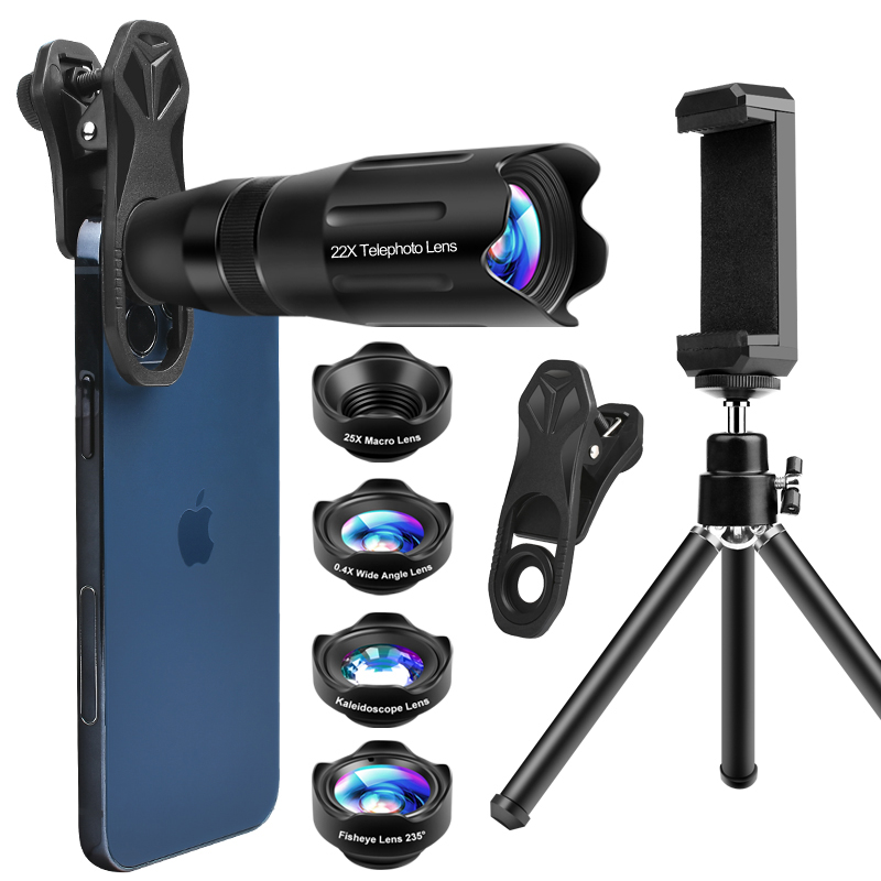 FST New Products 22X Zoom Telephoto Camera Lens Mobile 5 in 1 Wide Angel Macro Lens Kit for Android and iOS Phone