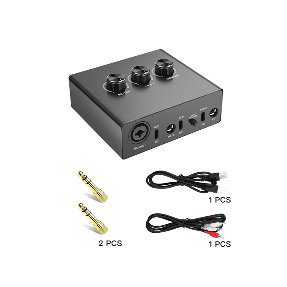 Звуковая карта 16 бит/48 кГц, USB аудио интерфейс, истинная стерео звуковая карта 1x XLR/TRS 1x 1/4 дюйма, 2X RCA USB для ПК/Win/Mac, записывающие звуковые карты