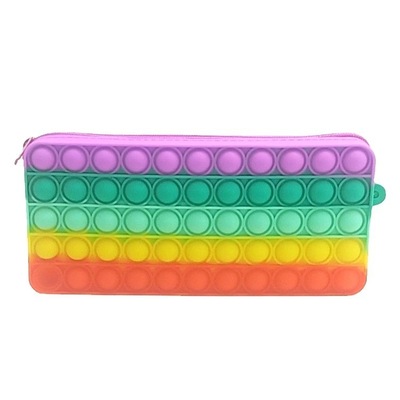 BDM024 Rainbow Push Bubble Pencil Storage Bag Pouch School Silicone Fidget Pencil Case Fidget Sensory Toy Pencil Bag