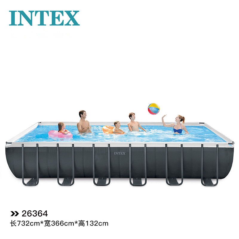 Надувной квадратный семейный бассейн INTEX 26364 размером 24*12*4,33 футов или 732*366*132 см для рыбной фермы