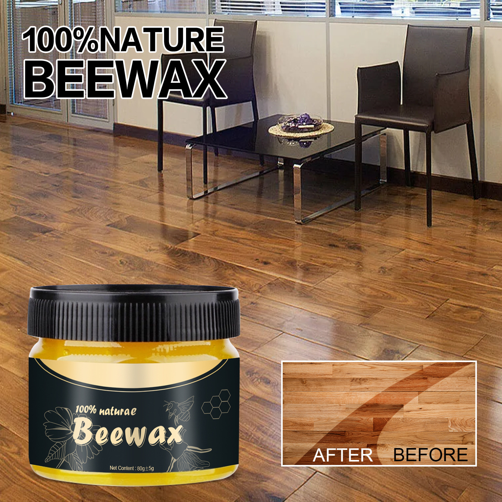 Waterproof Wood Seasoning Bee wax Natural Formula Floor Protective Finish Wax Non-toxtic Furniture Care Wood Polishing Wax